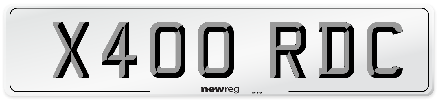 X400 RDC Number Plate from New Reg